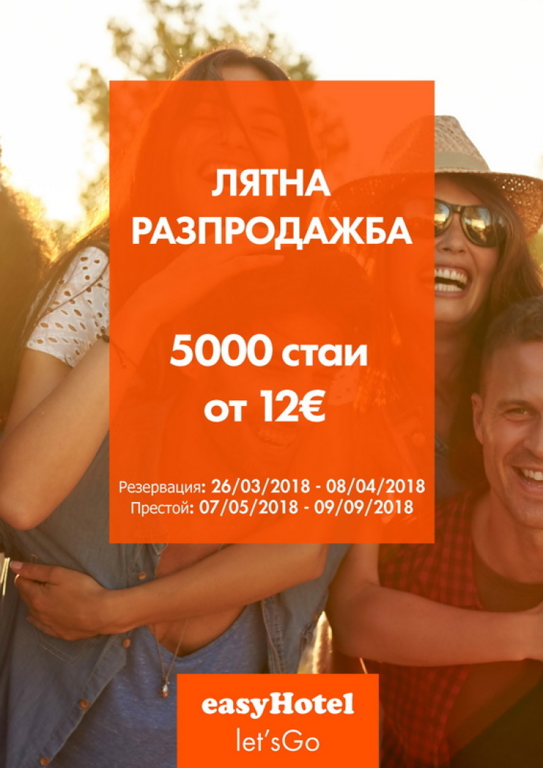 easyHotel Sofia - LOW COST: Лятна разпродажба на 5000 двойни стаи по 12€.